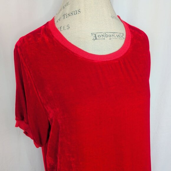Johnny Was Velvet Top X-Small Red Short Sleeve - Picture 2 of 10